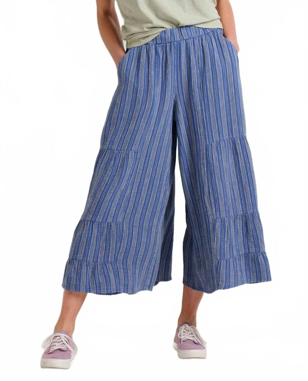 NEW TOAD&CO tate double weave palazzo pants in kyanite stripe